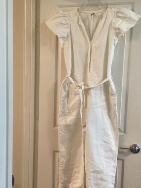 Zara White Denim Romper